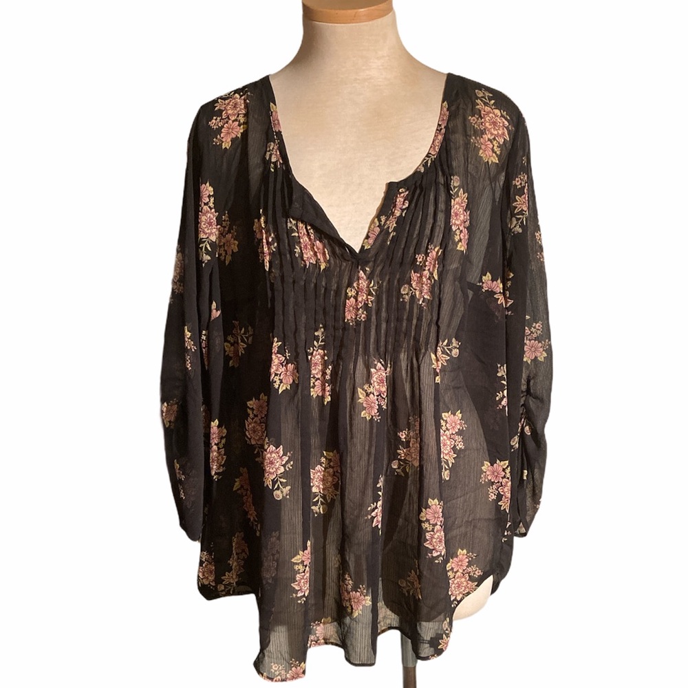 Torrid Floral Sheer Tunic Blouse Plus Size Chiffon